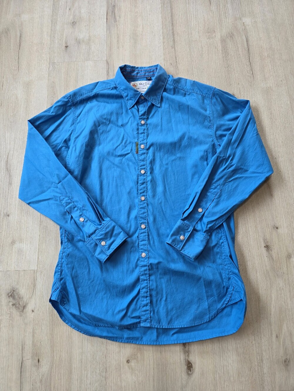 Robert Graham Premium Fabric Men's Button Front Long Sleeve Shirt Size M Blue